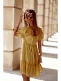 Smooth dress with ruffles, yellow 3056 - Online store - Boutique